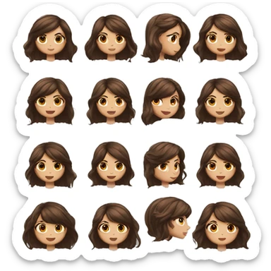 Emoji de chica cabello corto negro alisado ojos marrones labios rojos  sticker