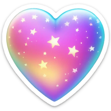 Iridescent heart with stars sticker