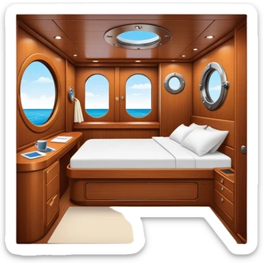 compact bed inside yacht cabin sticker