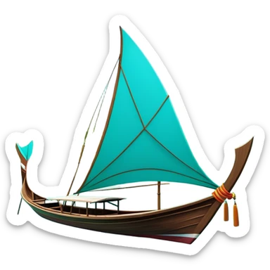 ​Cinematic Realistic Authentic Thai Longtail Boat, depicted as a traditional wooden longtail boat with a sleek, elongated hull and a brightly painted canopy, its long tail fin cutting gracefully through turquoise waters under a clear tropical sky, rendered with vibrant textures and dynamic natural lighting that captures its rustic charm and cultural heritage, sticker