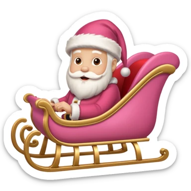 Pink sleigh with a pink santa inside, text on top of it that says "sleigh"  sticker