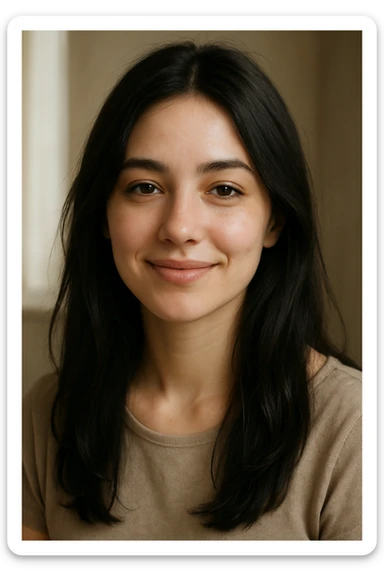 a young woman with black hair sticker