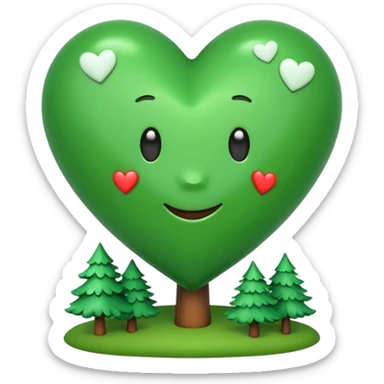 a big green heart emoji inscribed on it "I love you Candy"  with small pine trees behind it sticker