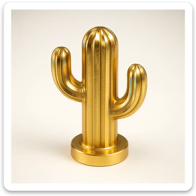 double cactus, each arm shimmering with gold and rainbow shine, radiant and luxurious sticker