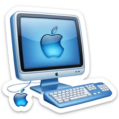 Y2K Apple computer translucent blue sticker