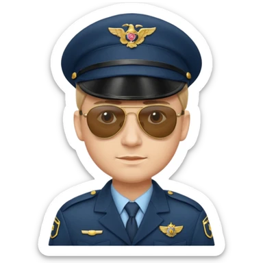 Officer with peaked cap + aviator sunglasses sticker