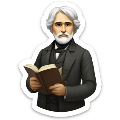 Ivan Turgenev russian author with a book sticker