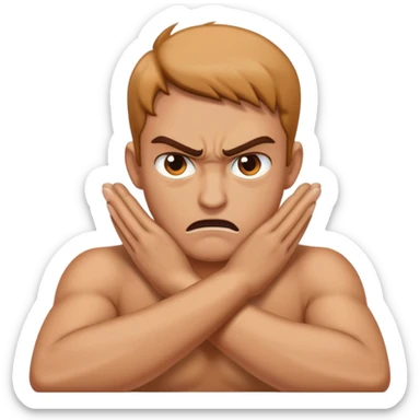 Angry Emoji person with hands crossed over neck sticker