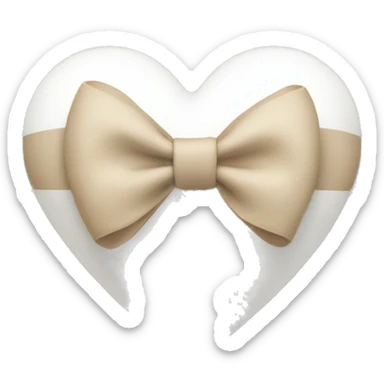 White heart with beige bow sticker