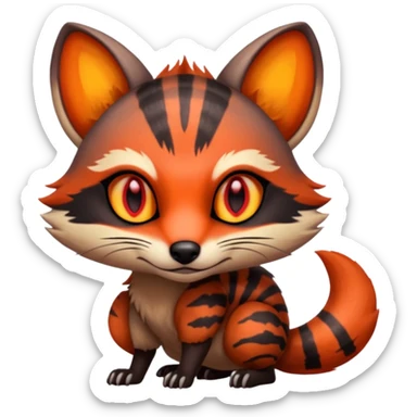 Fiery Wicked Cool Hot Edgy Badass Genet-Numbat-Fox-Civet-Vernid-fusion-hybrid-creature sticker