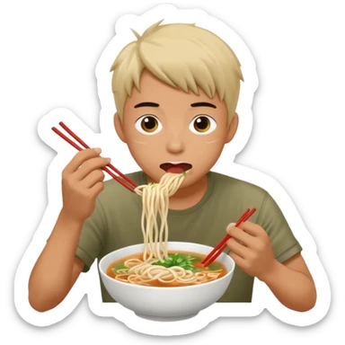 can you generate me a avatar of a male eating a bowl of pho? make it more anime. Make the person slurping on the noodles sticker