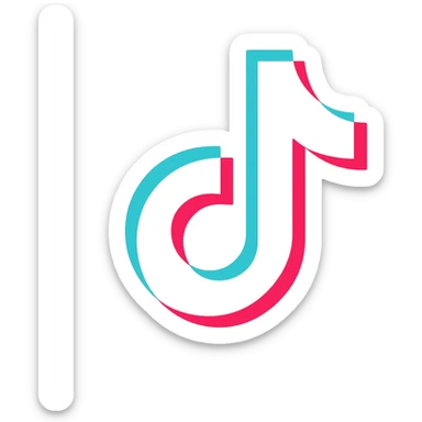 true-to-life 2D TikTok logo, official design, TikTok's color palette black, white, cyan, pink, transparent background, no modifications, for Discord role icon sticker