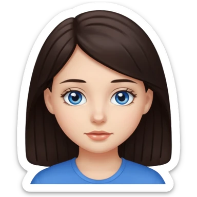 Chica pelo castaño oscuro y ojos azules sticker