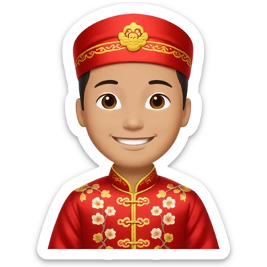 American groom, traditional, culture of chinese, smiley on face. sticker