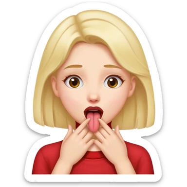 a girl with her hands around her neck and tongue out sticker