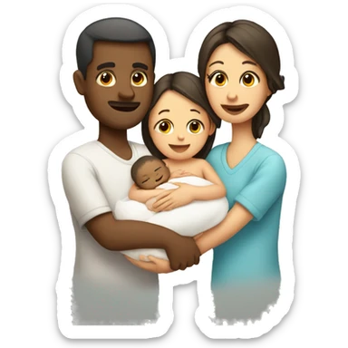 newborn with parents sticker