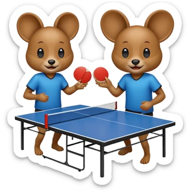deux animaux qui jouent au ping pong sans la table sticker