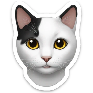 white and black cat sticker