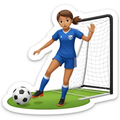 a girl kicking a football in a goal sticker