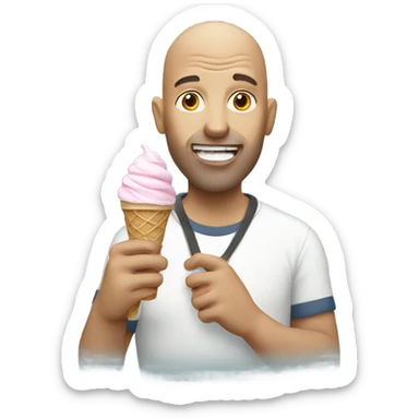 Bald guy eating an ice cream  sticker