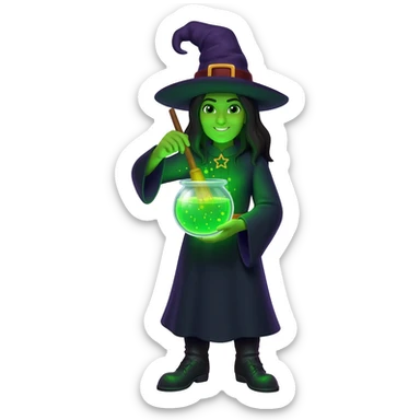 green witch cooking potion sticker
