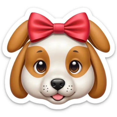 A dog with a  BOW on he’s head sticker