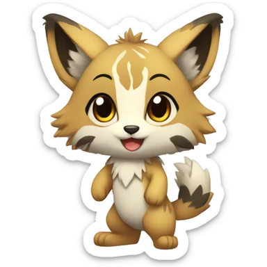 patterns, Kemono-style, Chibi, Anthro-Fur-Sona-Fakémon, Full Body sticker