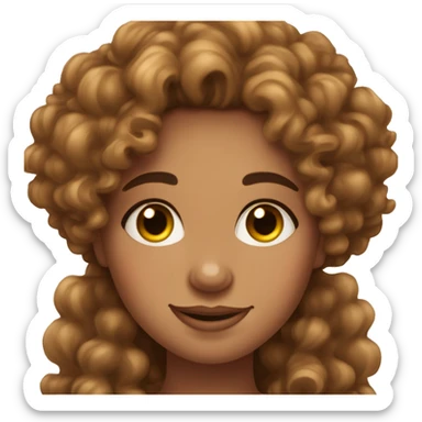 Brown Curly hair on light skin girl with freckles & dimples & a mole on right cheek sticker
