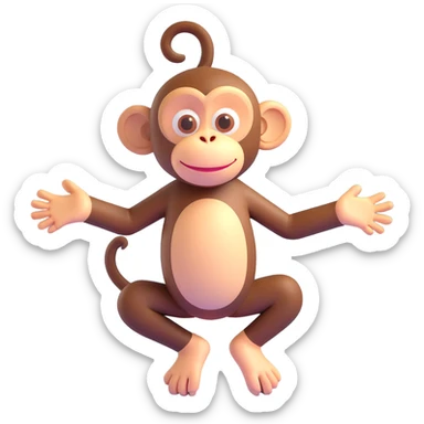 a monkey balancing on one foot, focused expression sticker