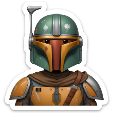 combine a stars wars mandalorian bounty hunter with my face? sticker