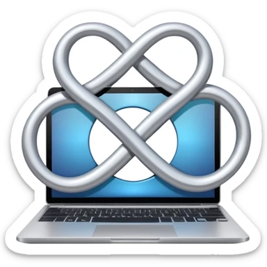 an infinity sign and a laptop with video sticker