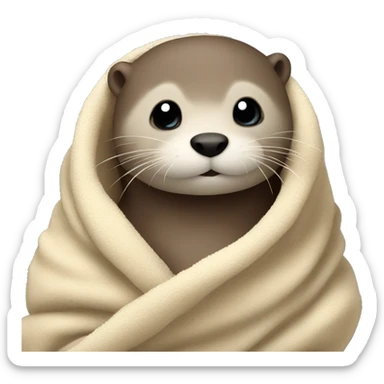 otter cozy in blanket sticker