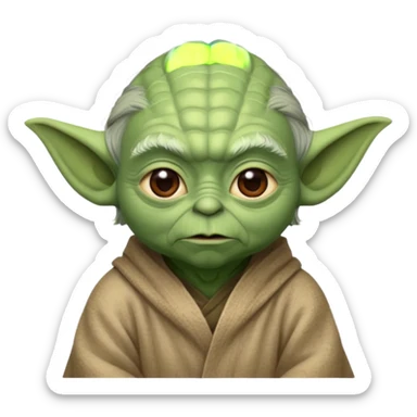 A yoda with 67 on top of it sticker