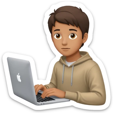 20 years old boy behind a macbook sticker