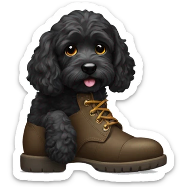 Black Cockapoo with Old Boot sticker