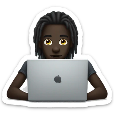 darkskin boy, dread head with laptop sticker