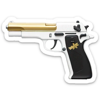 White and gold gun sticker