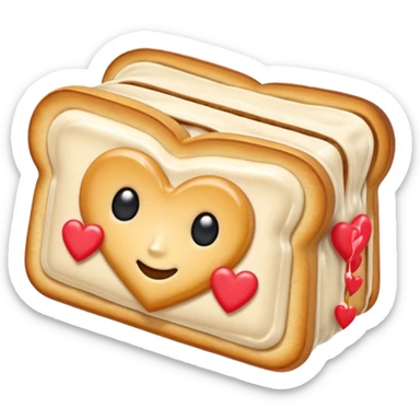 Toaster strudel with hearts sticker