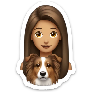 broun hair yong woman with a sheltie dog sticker