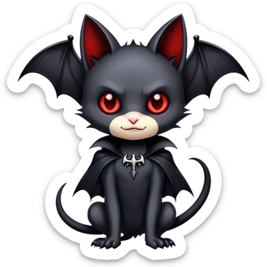 Edgy Cool Cute Gothic-Emo-Vampiric-Bat-Feline-Fakémon-Hybrid full body sticker