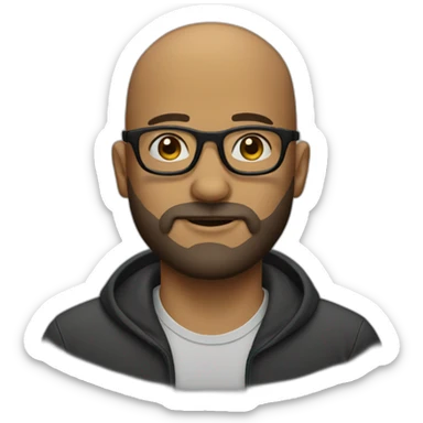 bald man with  three-day beard and glasses sticker