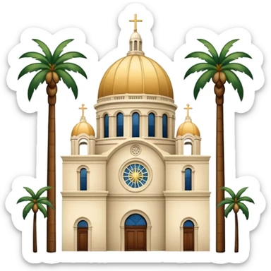 California Tower and the dome of the California Building basilica in San Diego with palm trees, simple apple style emoji, white background, no text, inspired by reference photo sticker