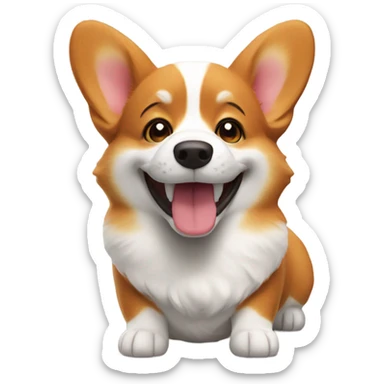 Red white corgi smiling sticker