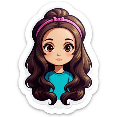 ragazza con capelli lunghi e lisci castani  sticker