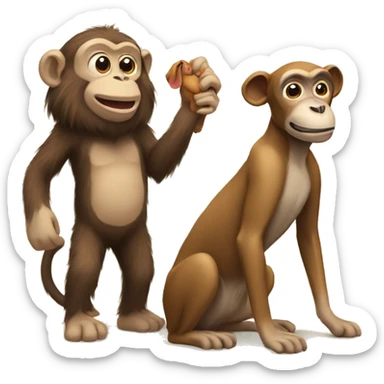 monkey with dog  sticker
