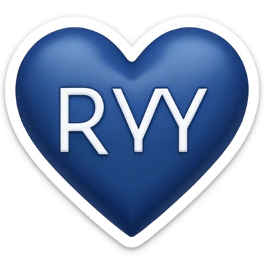Dark blue heart with the letters Ry in the middle  sticker