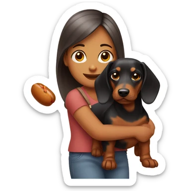 Girl with sausage dog sticker