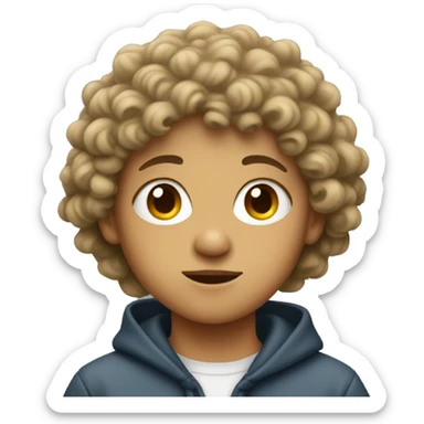 A kid with a perm wearing a hoodie sticker