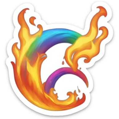 rainbow fire sticker