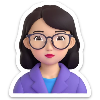 asian girl with clear glasses sticker